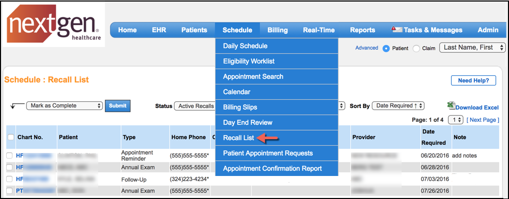 Recall List