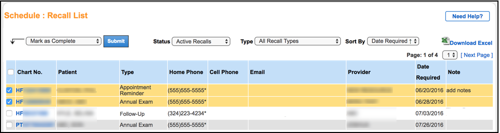 Recall List