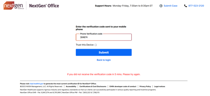 Multi Factor Authentication NextGen Office