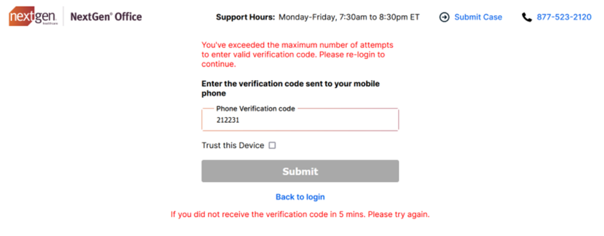 Multi Factor Authentication NextGen Office