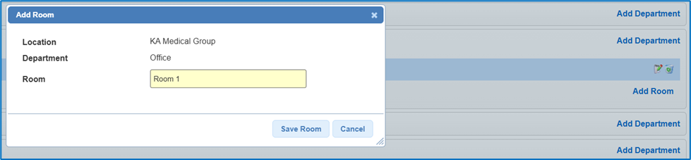 Administration: Locations: Departments and Rooms