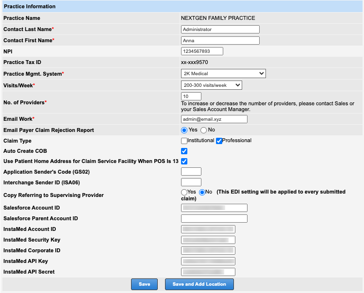 Administration: Practice Information
