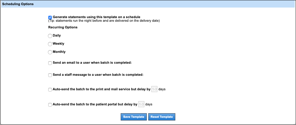 Administration: Statement Templates