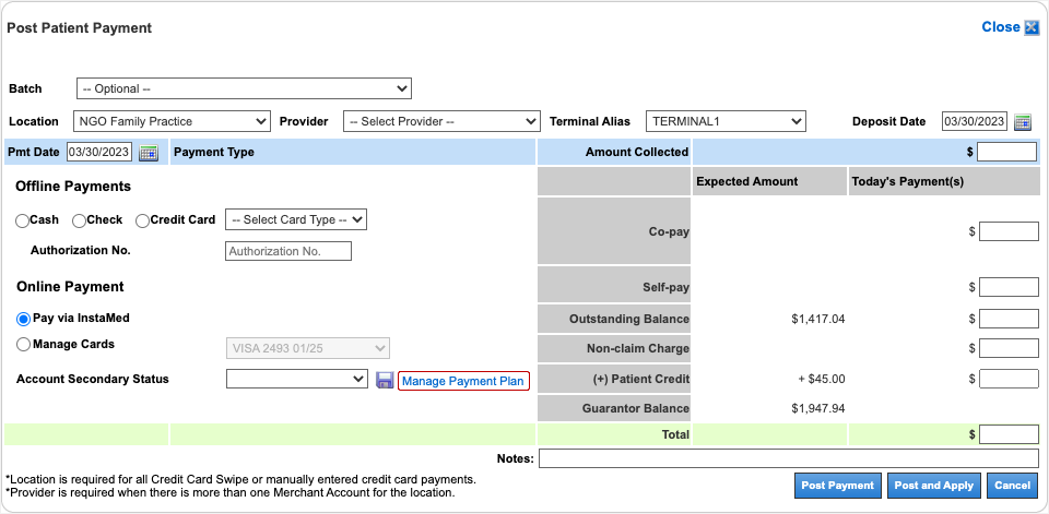 NextGen Pay Powered by InstaMed Payment Plans