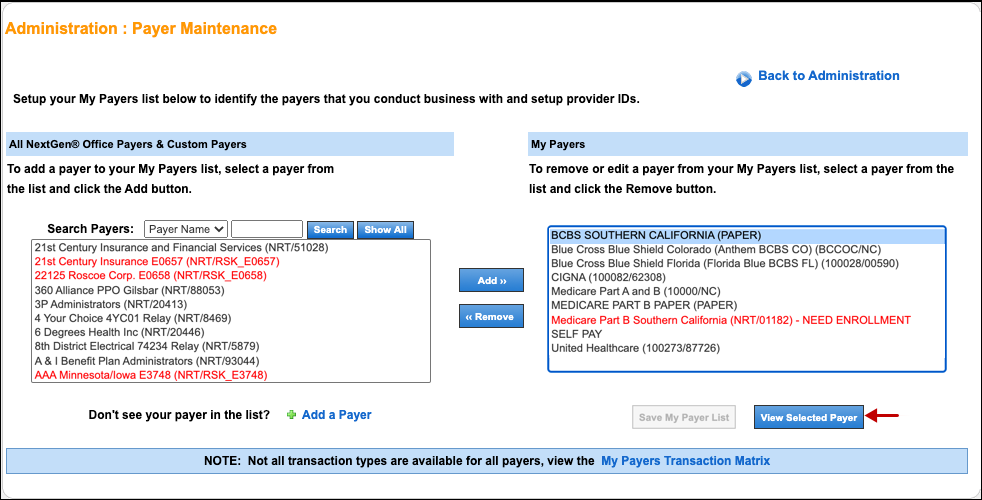 Administration: Payer Maintenance - Paper Payers