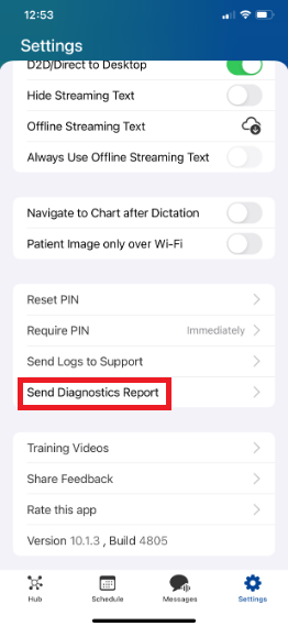 How to Send Diagnostics from the NextGen Mobile Application